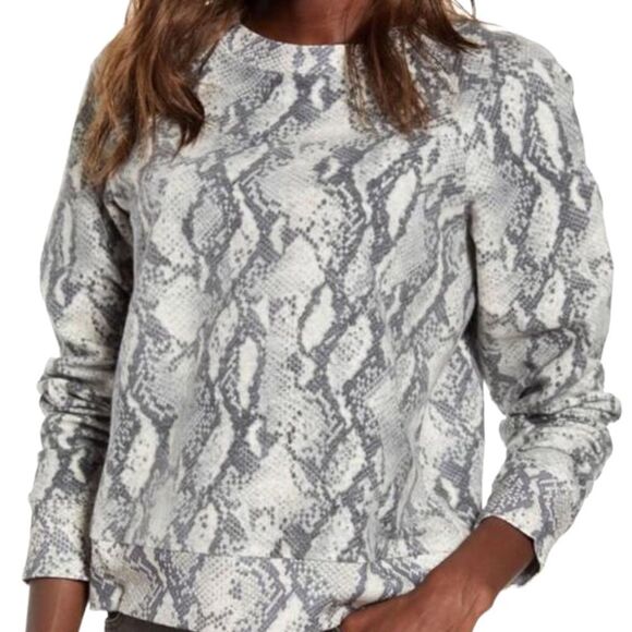 Banana Republic Gray Snake Skin Print Long Sleeve Lightweight Sweatshirt SZ XS - Picture 1 of 8